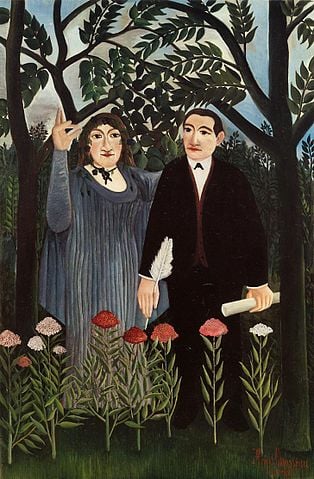 Apollinaire et Marie Laurencin. La Muse inspirant le poète d'Henri Rousseau, (1909)