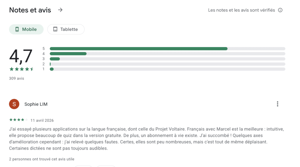 avis marcel play store