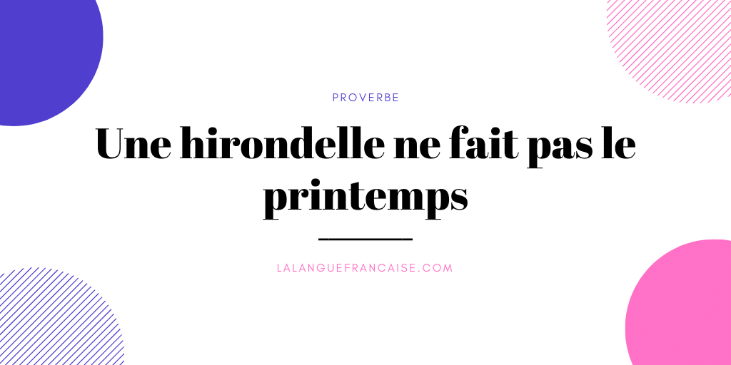 Une hirondelle ne fait pas le printemps