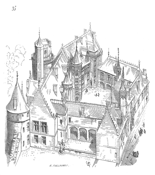 Dessin du palais Jacques-Cœur par Eugène Viollet-le-Duc