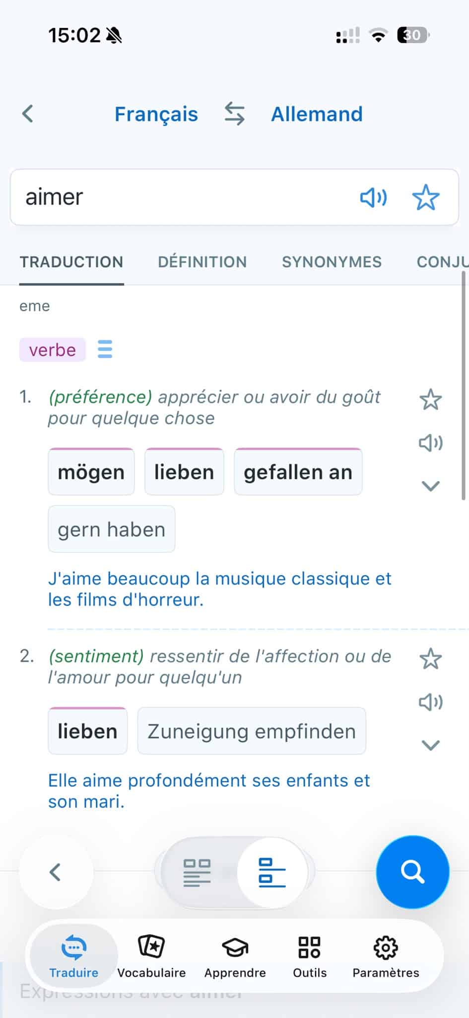 Définitions Reverso