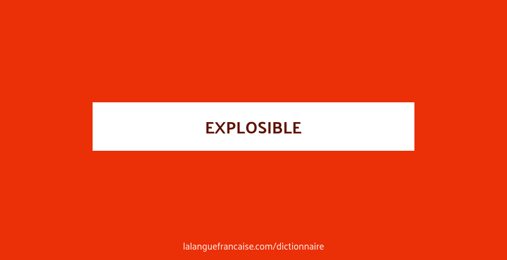 Définition de explosible | Dictionnaire français